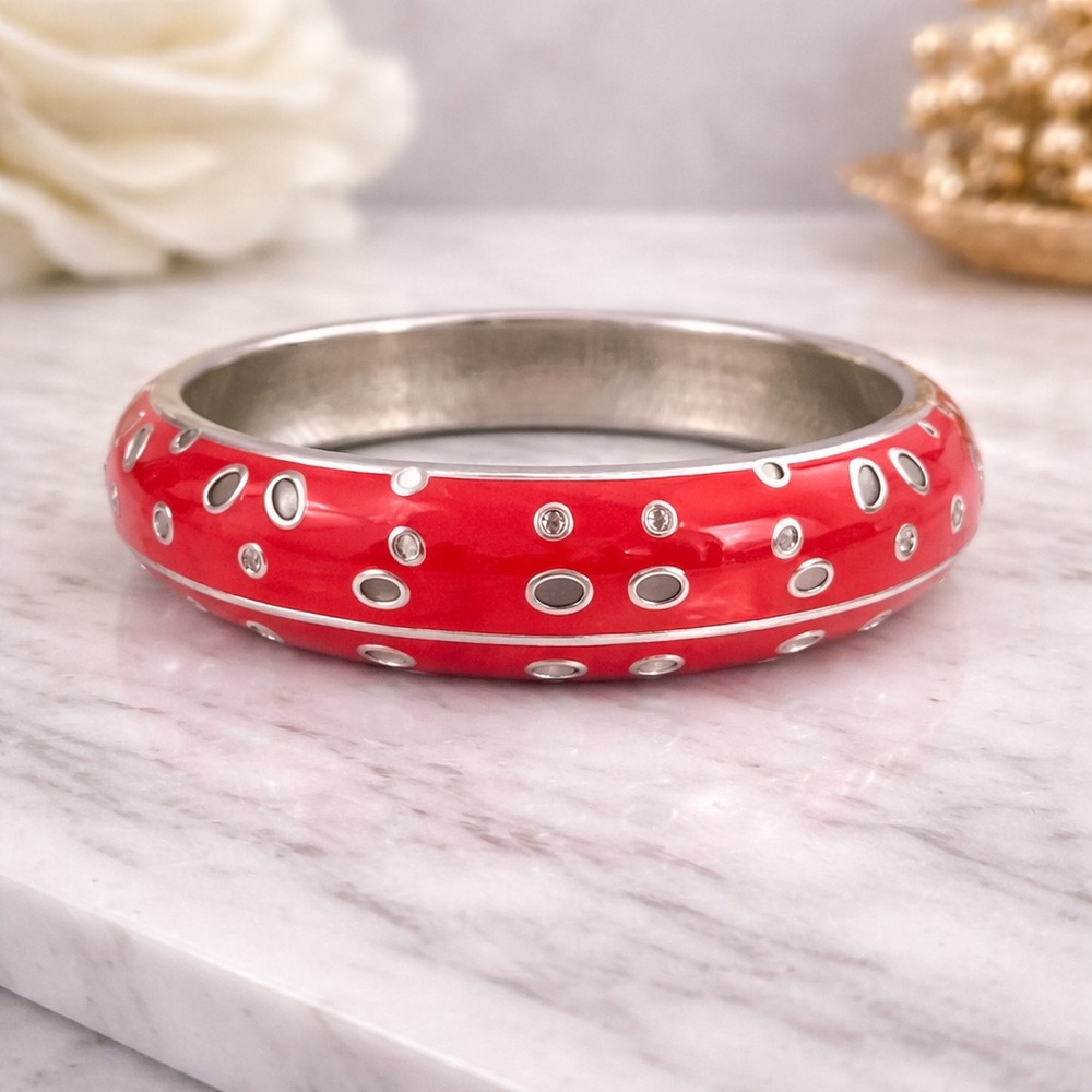Elegant Red and Silver Women's Bangle